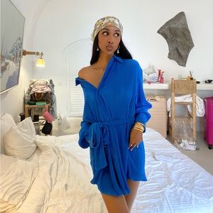 forever 21 royal blue shirt dress